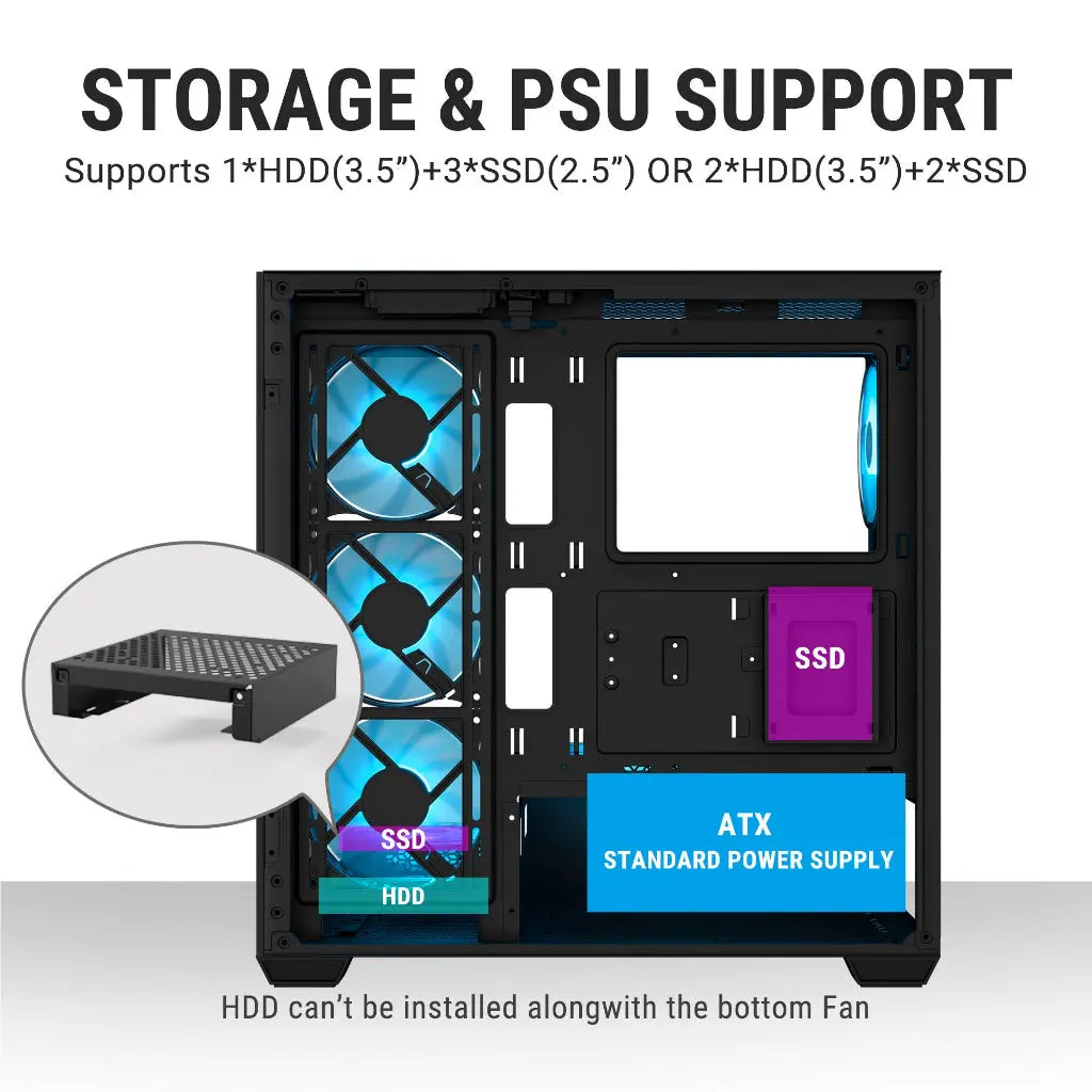 ANT Esports Crystal X7 ARGB ATX with Type-C Gaming Mid Tower Case