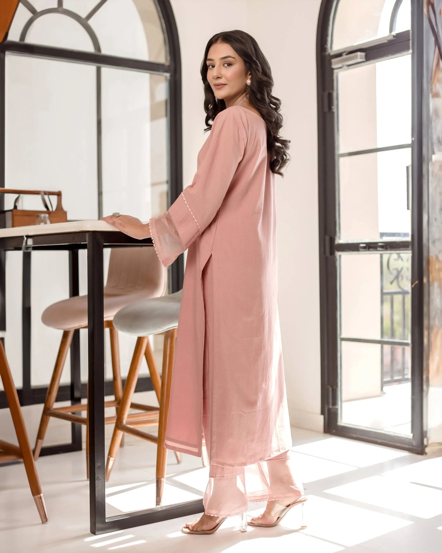 Persica Peach Solid Cotton Coord Set My Store