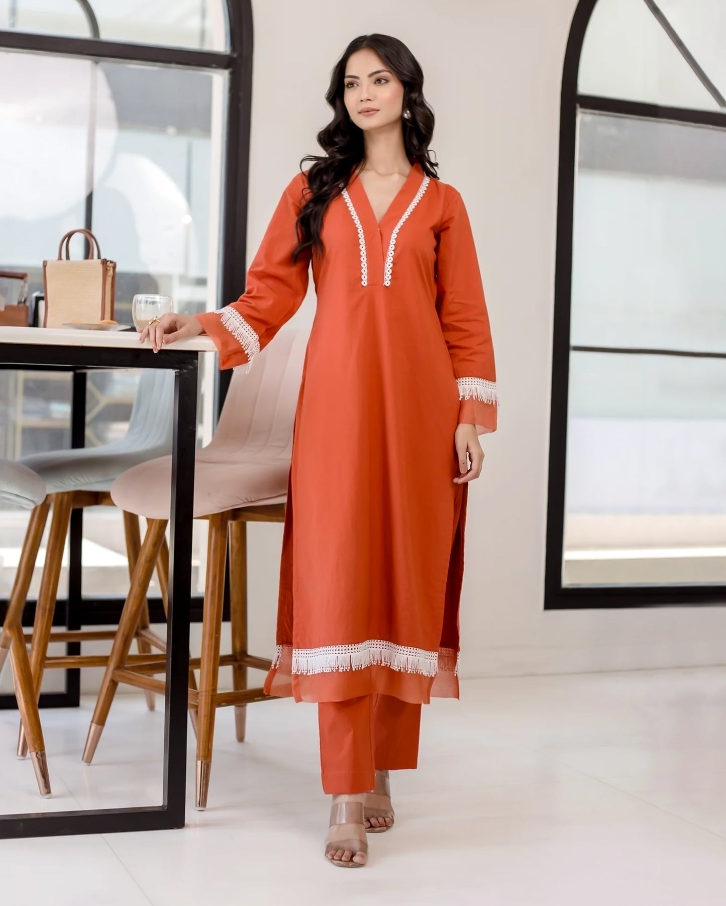 Rufous Orange Solid Cotton Coord Set Quick Cart