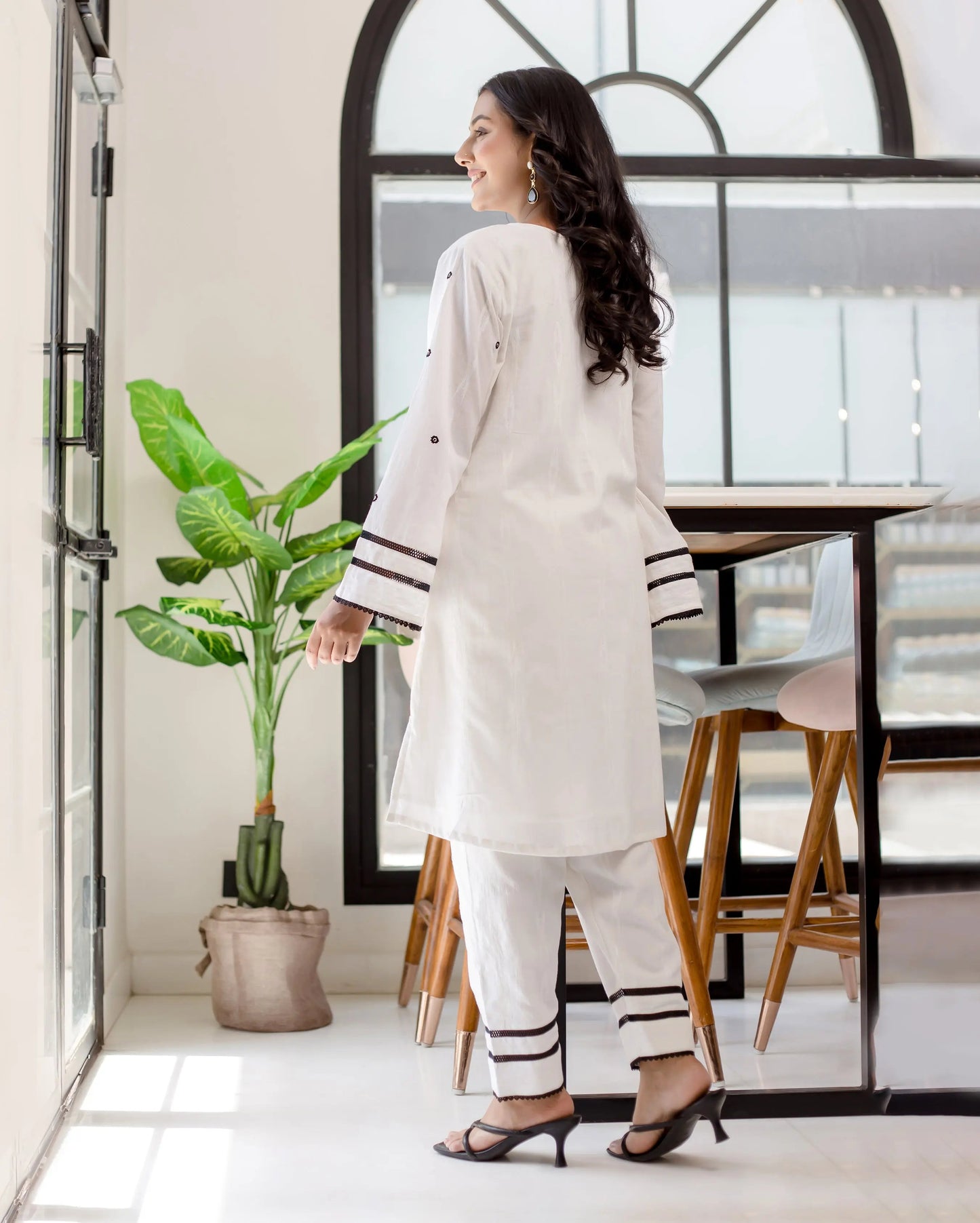 Daisy White Solid Cotton Coord Set My Store