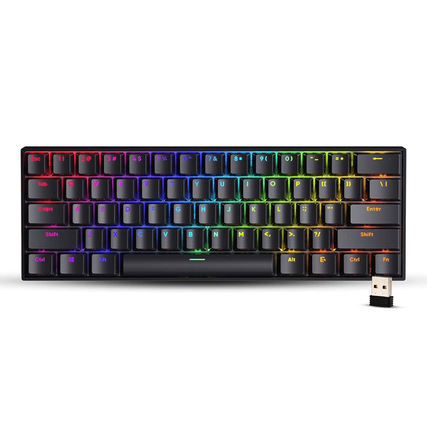 Zebronics Zeb-MAX NINJA 61 keys wireless mechanical keyboard with 3 Bluetooth connections, 2.4GHz Nano receiver, Type Black