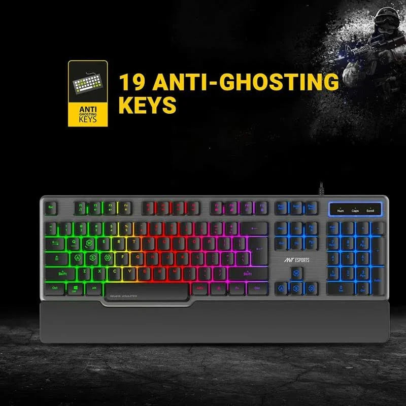 Ant Esports KM540 Gaming Backlit Keyboard and Mouse Combo, LED Wired Gaming Keyboard