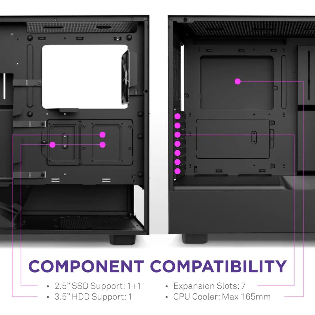 NZXT H5 Flow Black Compact Mid-tower Case with Two Pre-Installed 120mm fans and Tempered Glass