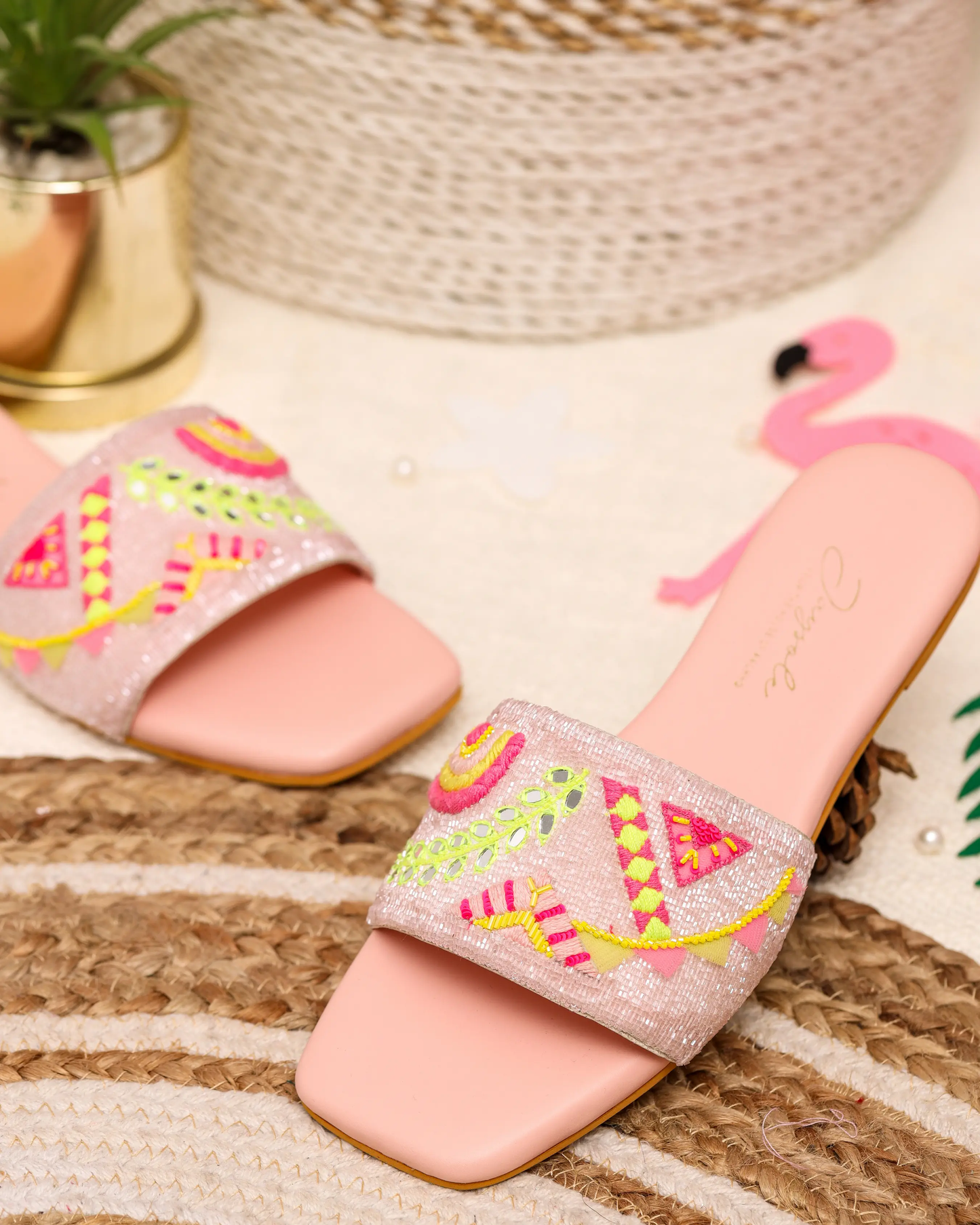 Pink Mystery Handcrafted Flats My Store