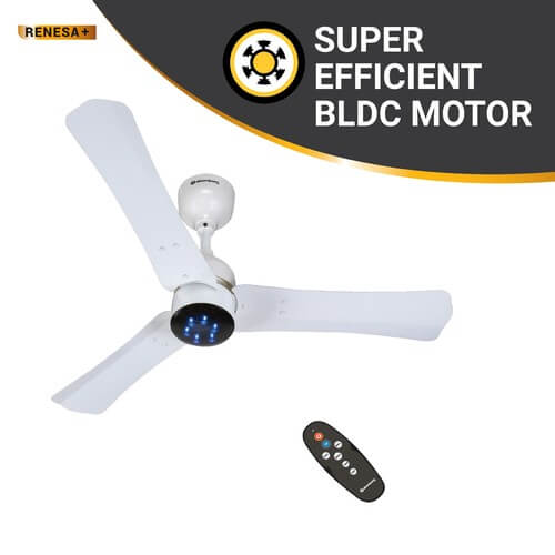 Atomberg Renesa+ 900 mm BLDC Motor with Remote 3 Blade Ceiling Fan Pearl White,