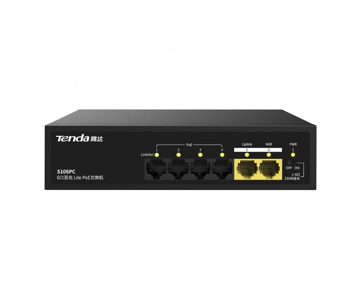 Tenda S106PC 4 Port Poe Switch (4 Normal Poe + 2 Normal Uplink)