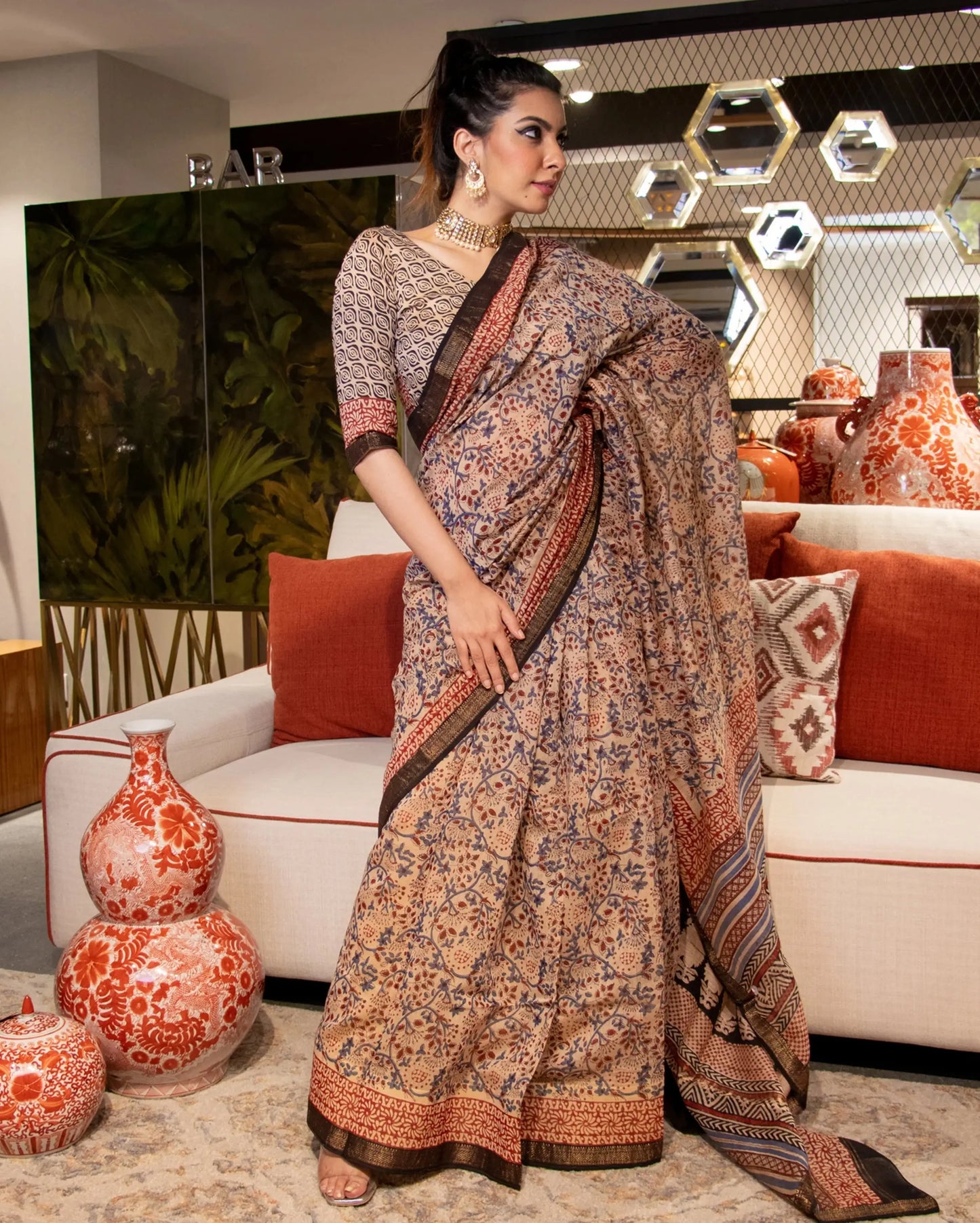 Mahnoor Handblock Chanderi Silk Saree My Store