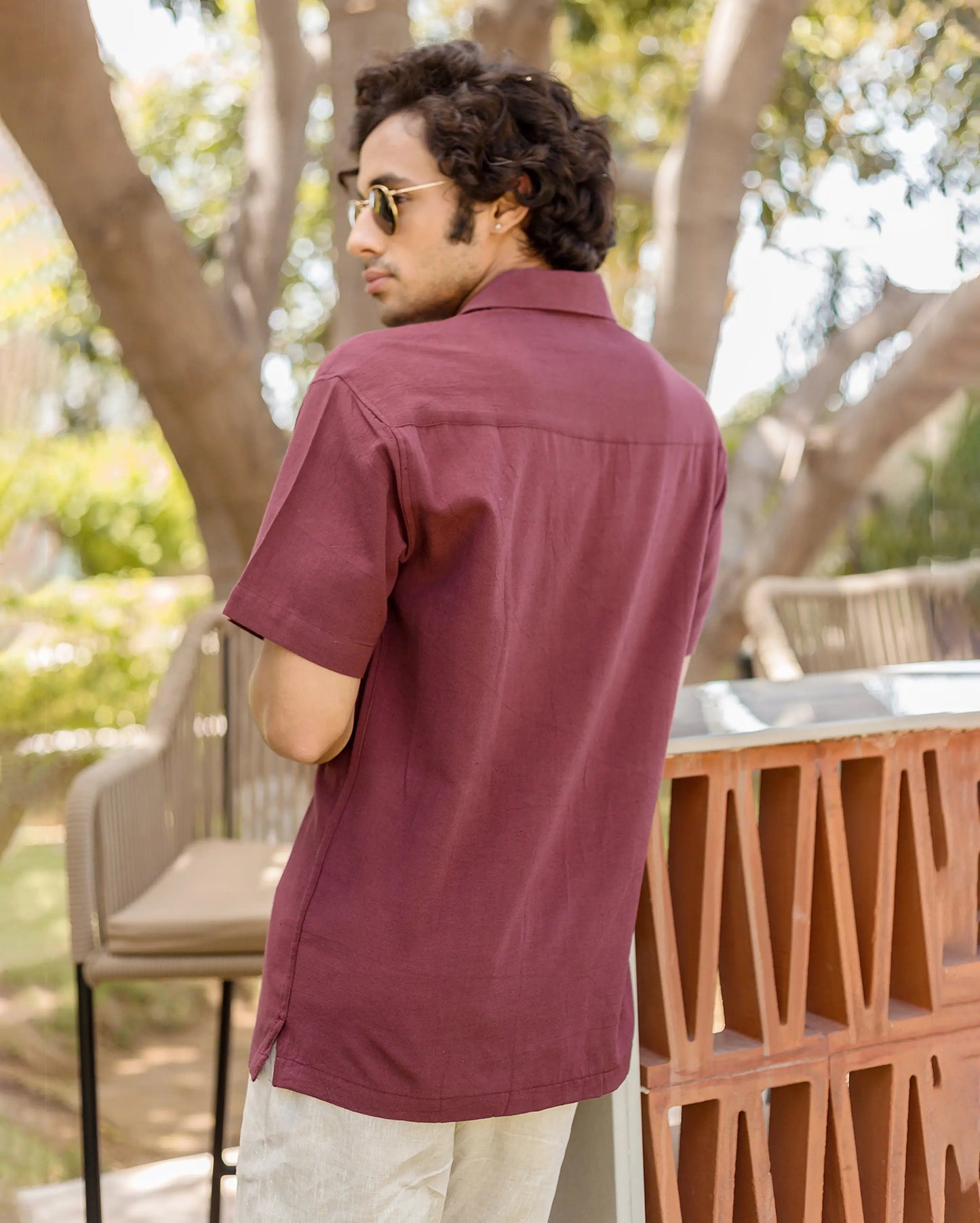 Logan Brown Embroidered Slub Shirt My Store