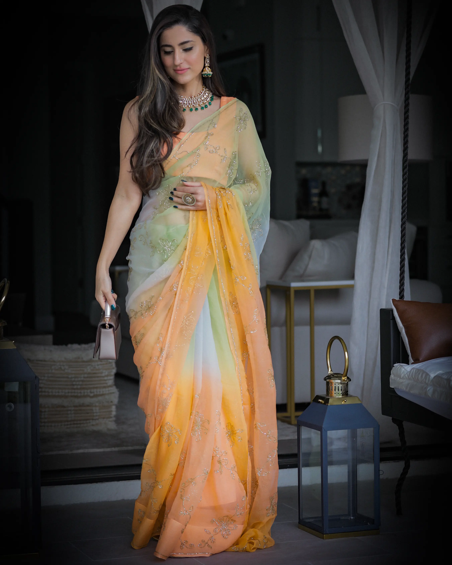 Yellow Sunshine Pure Chiffon Saree My Store