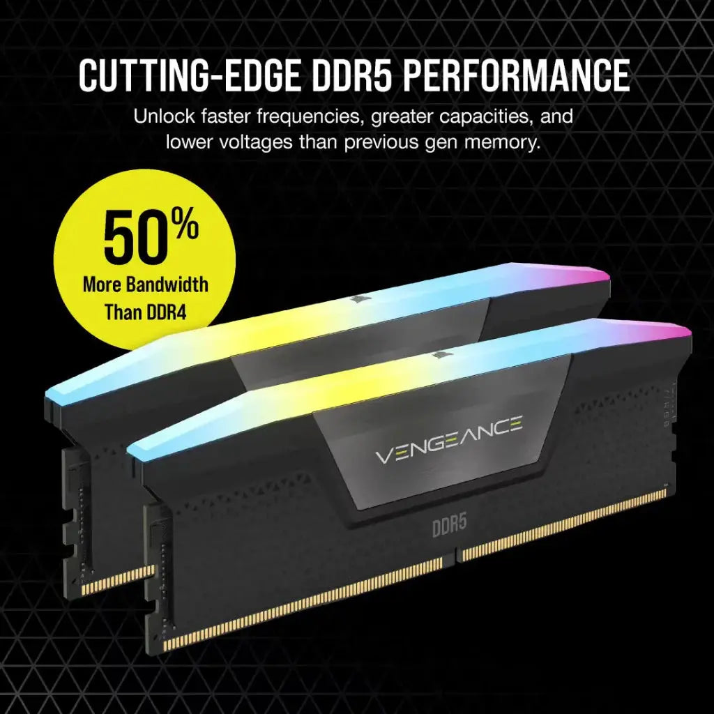 CORSAIR VENGEANCE 96GB (2x48GB) DDR5 RGB DRAM 6400MHz CL32 Desktop Memory