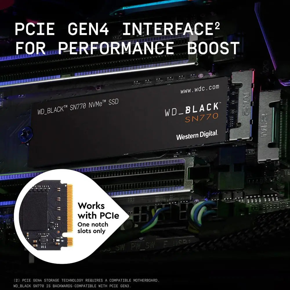 Western Digital Black SN770 1TB M.2 NVMe PCIe 4.0 Internal SSD