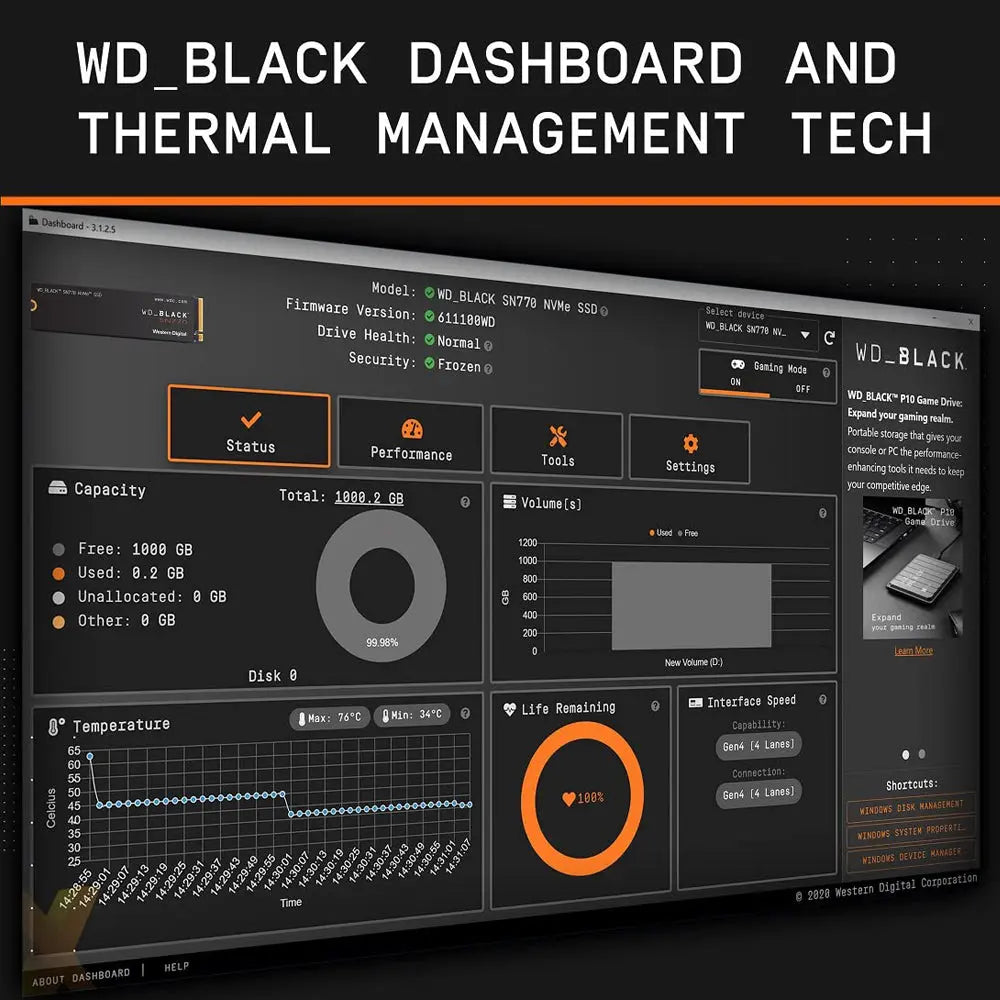 Western Digital Black SN770 1TB M.2 NVMe PCIe 4.0 Internal SSD
