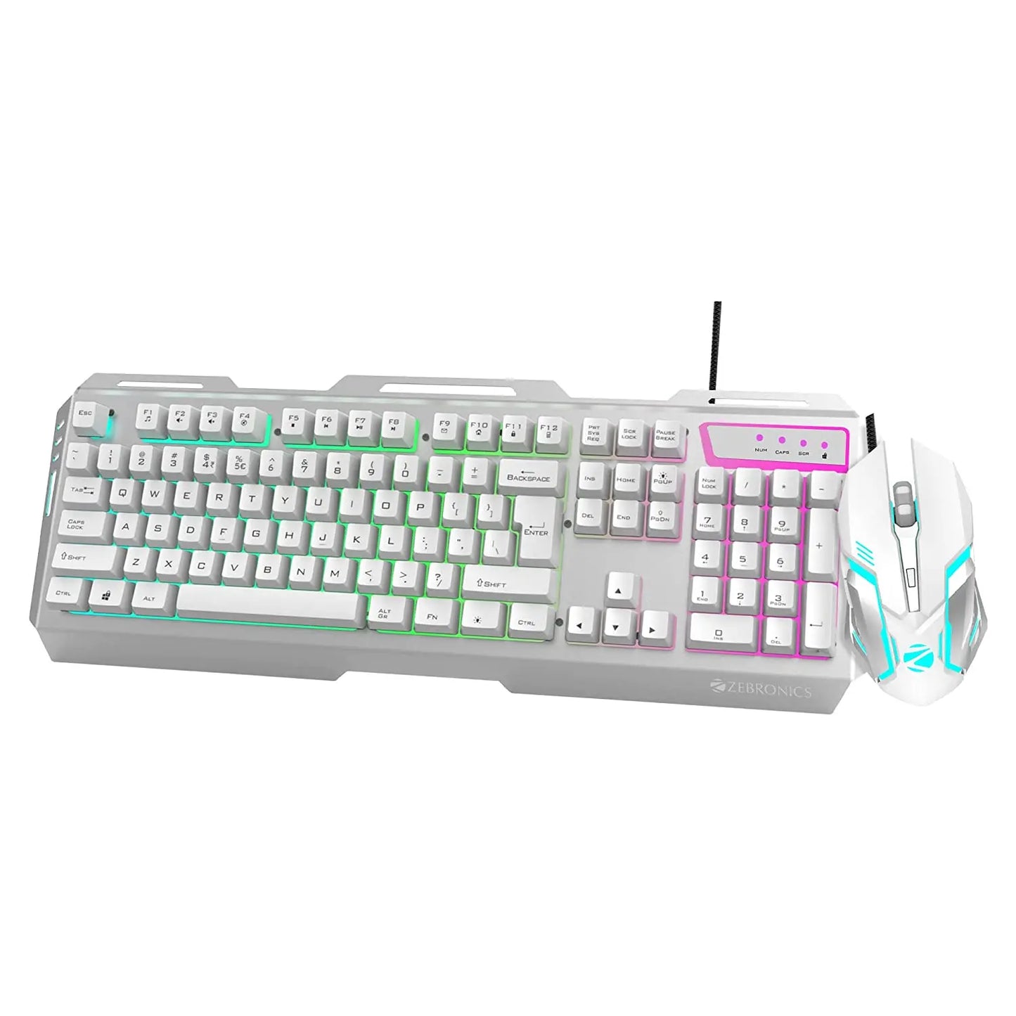 Zebronics Zeb-Transformer Gaming Keyboard and Mouse Combo USB, Braided Cable White