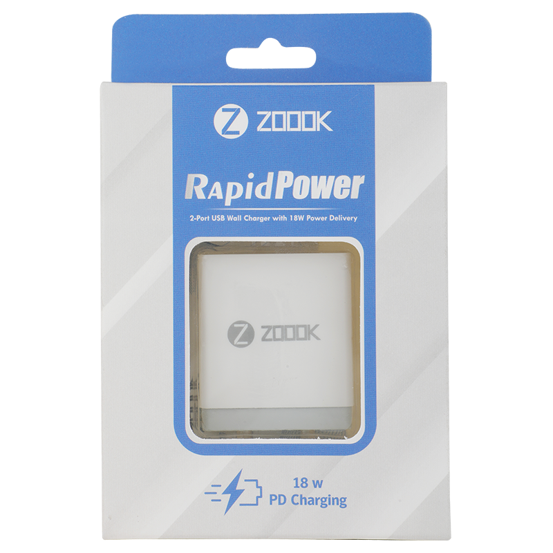 Zoook Rapid Power 18 W PD Fast Charging 2 Port USB Charger with Cable