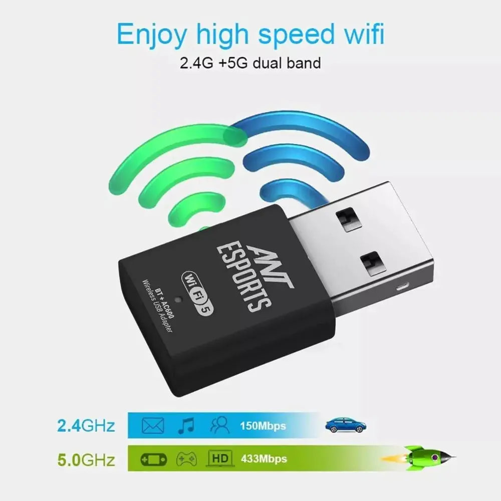 Ant Esports AE600B USB To Wi-Fi Adapter With Bluetooth 600 Mbps