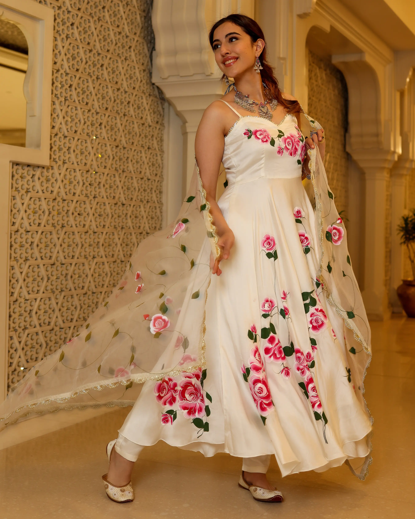 White Tint Handpainted Suit Set My Store