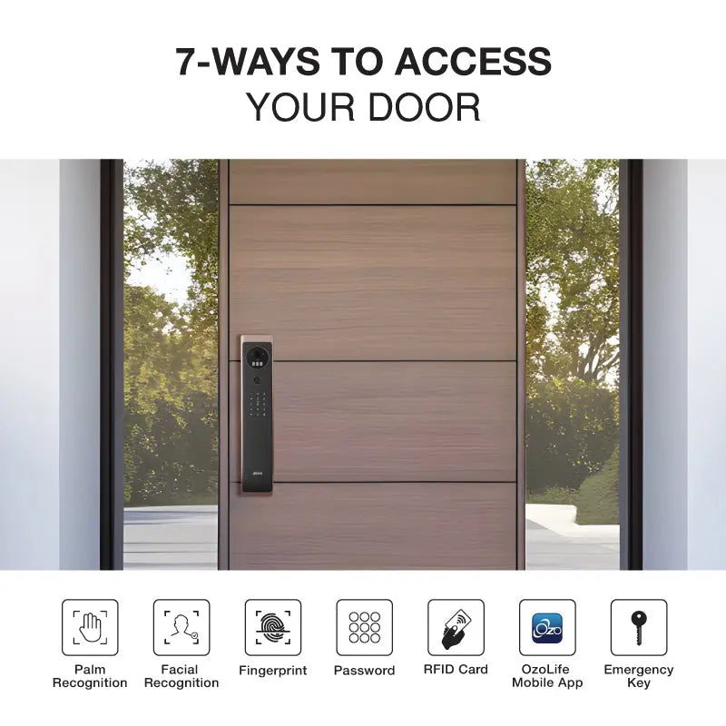 Ozone OZ-IRIS-11-LIFE STD 3D Facial Recognition Smart Door Lock with 6-way access | Door Thickness: 45-120 mm