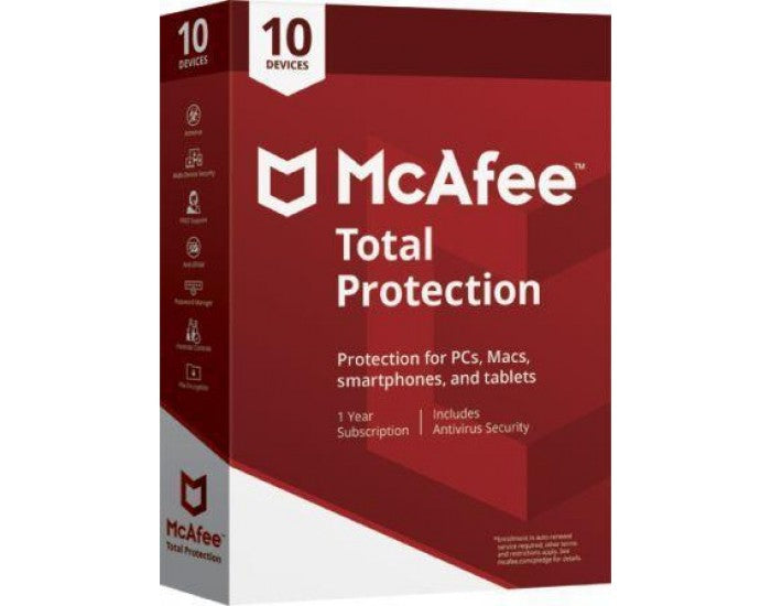 Mcafee Total Protection 10 USER 1 YEAR MTP00PNRXRIN