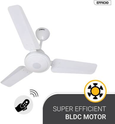 Atomberg Efficio Energy Saving 5 Star Rated 900 mm 900 mm BLDC Motor with Remote 3 Blade Ceiling Fan White,
