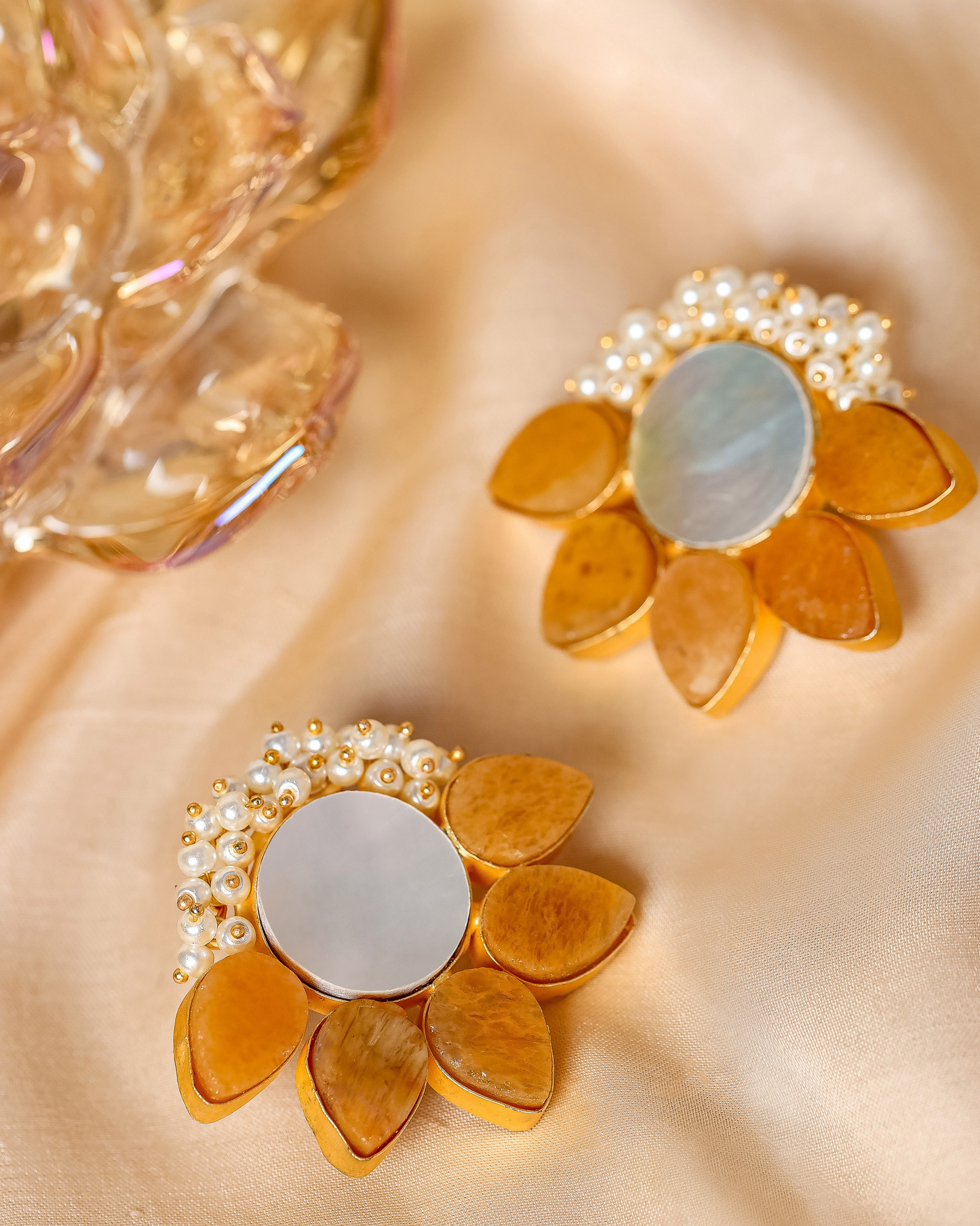 Ice White Handcrafted Brass Earrings Quick Cart