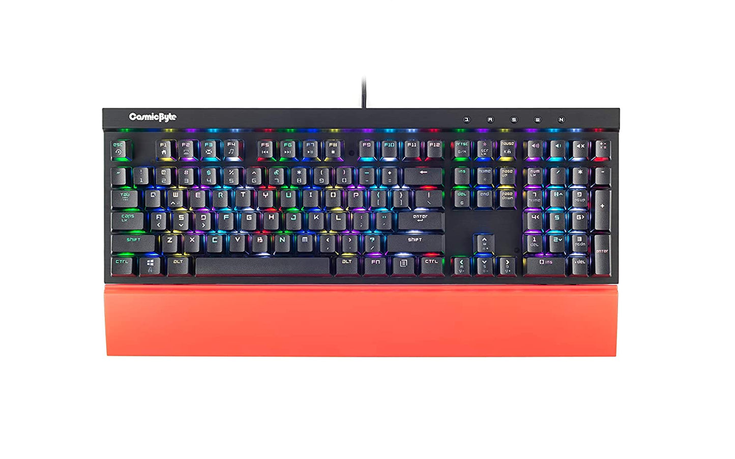 Cosmic Byte CB-GK-11 Black Eye Wired Gaming Aluminium Mechanical Keyboard, Real RBG Backlit with Effects