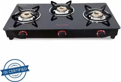 Butterfly Trio 3 Burner Glass Manual Gas Stove (TRIO 3B GLASS TOP) My Store
