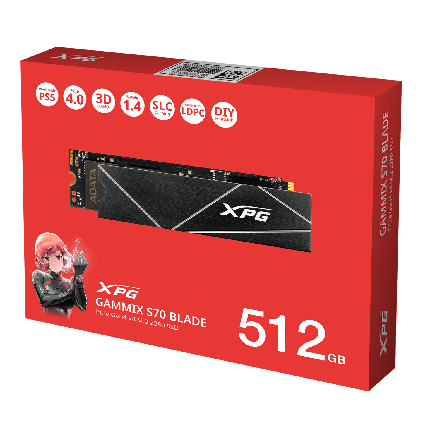 XPG GAMMIX S70 Blade M.2 NVME 512GB PCIe Gen4 Internal Solid-State Drive