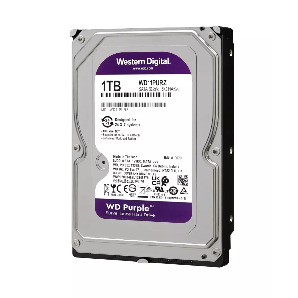 WD 1TB Purple SATA 3.5 Inch Surveillance Hard Disk