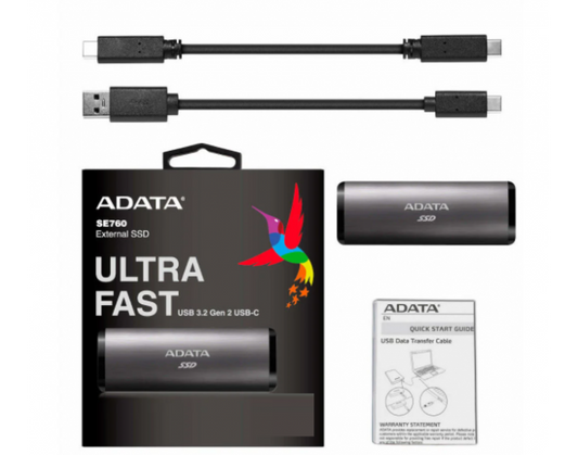 ADATA EXTERNAL SSD 512GB SE760 USB C  ASE760 512GU32G2 CTK