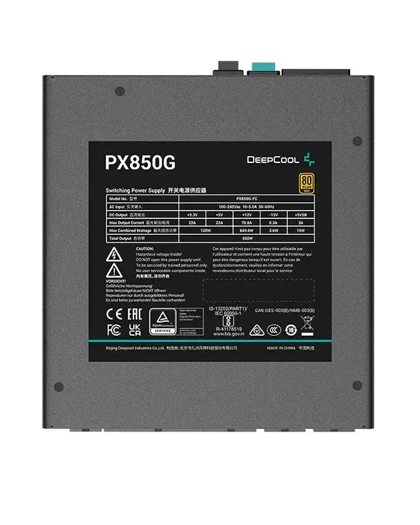 Deepcool PX850G 850 Watt 80 Plus Gold Certification ATX 3.0 Fully Modular Power Supply Unit - Black