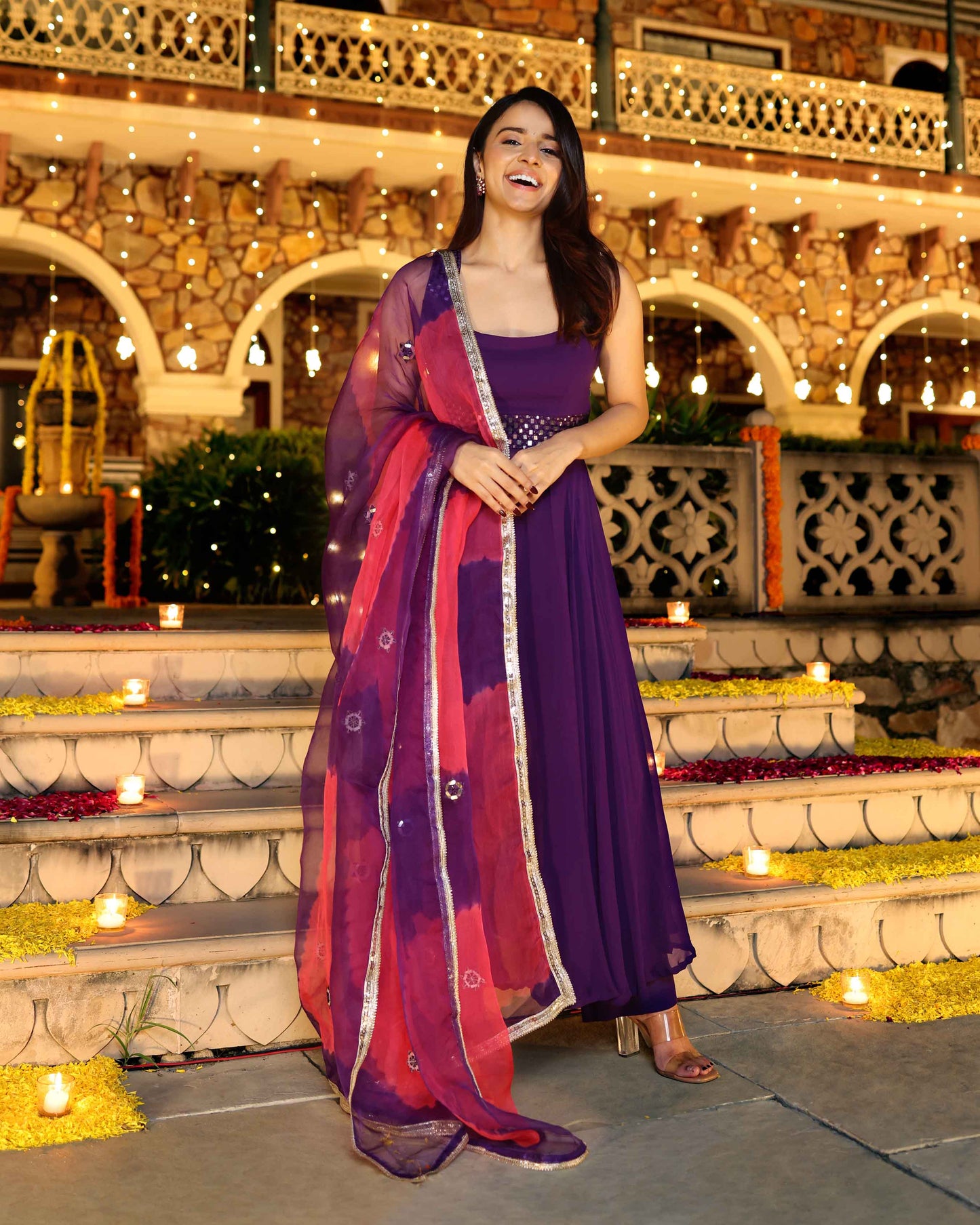 Majestic Mirror Purple Georgette Suit Set Quick Cart