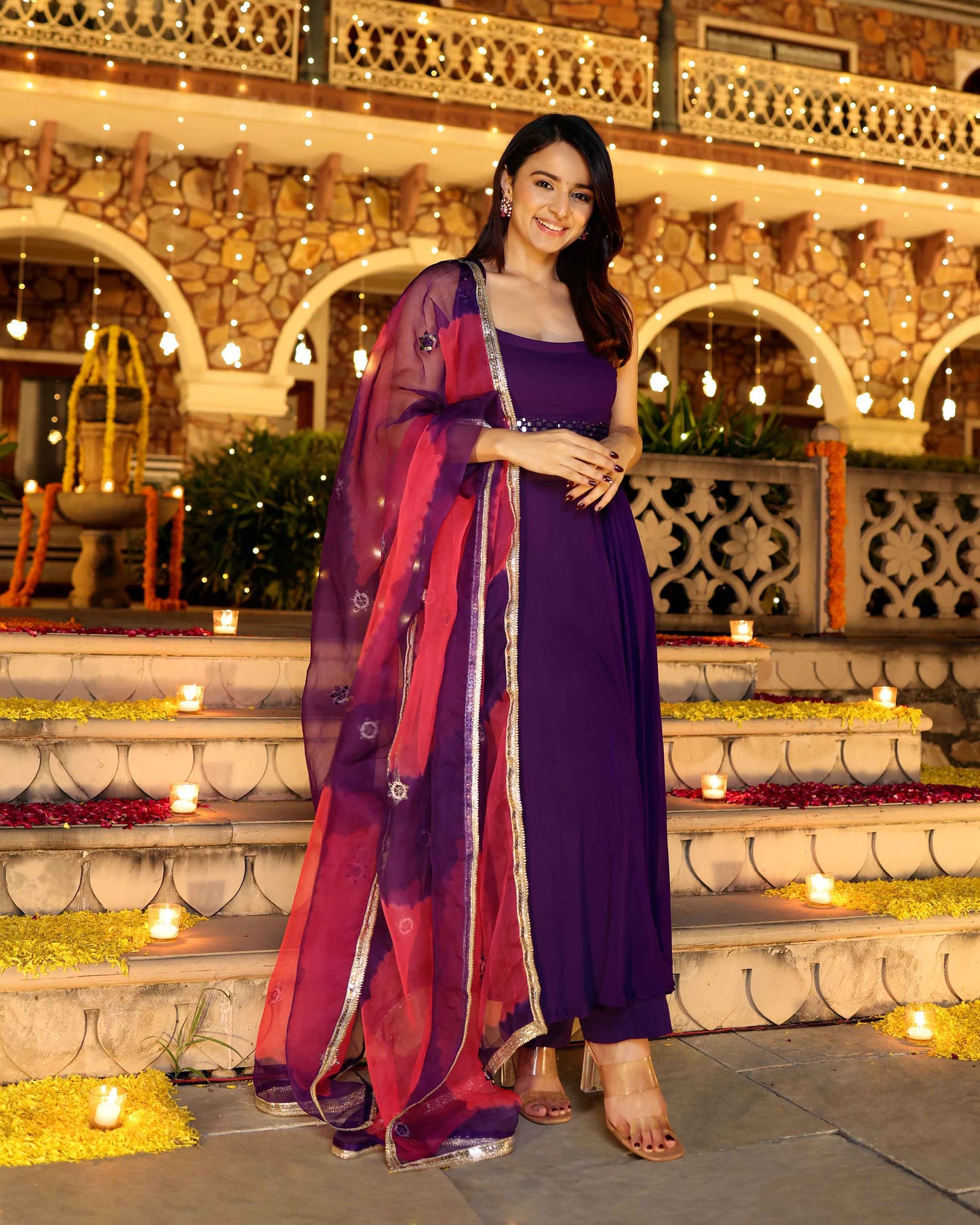 Majestic Mirror Purple Georgette Suit Set Quick Cart