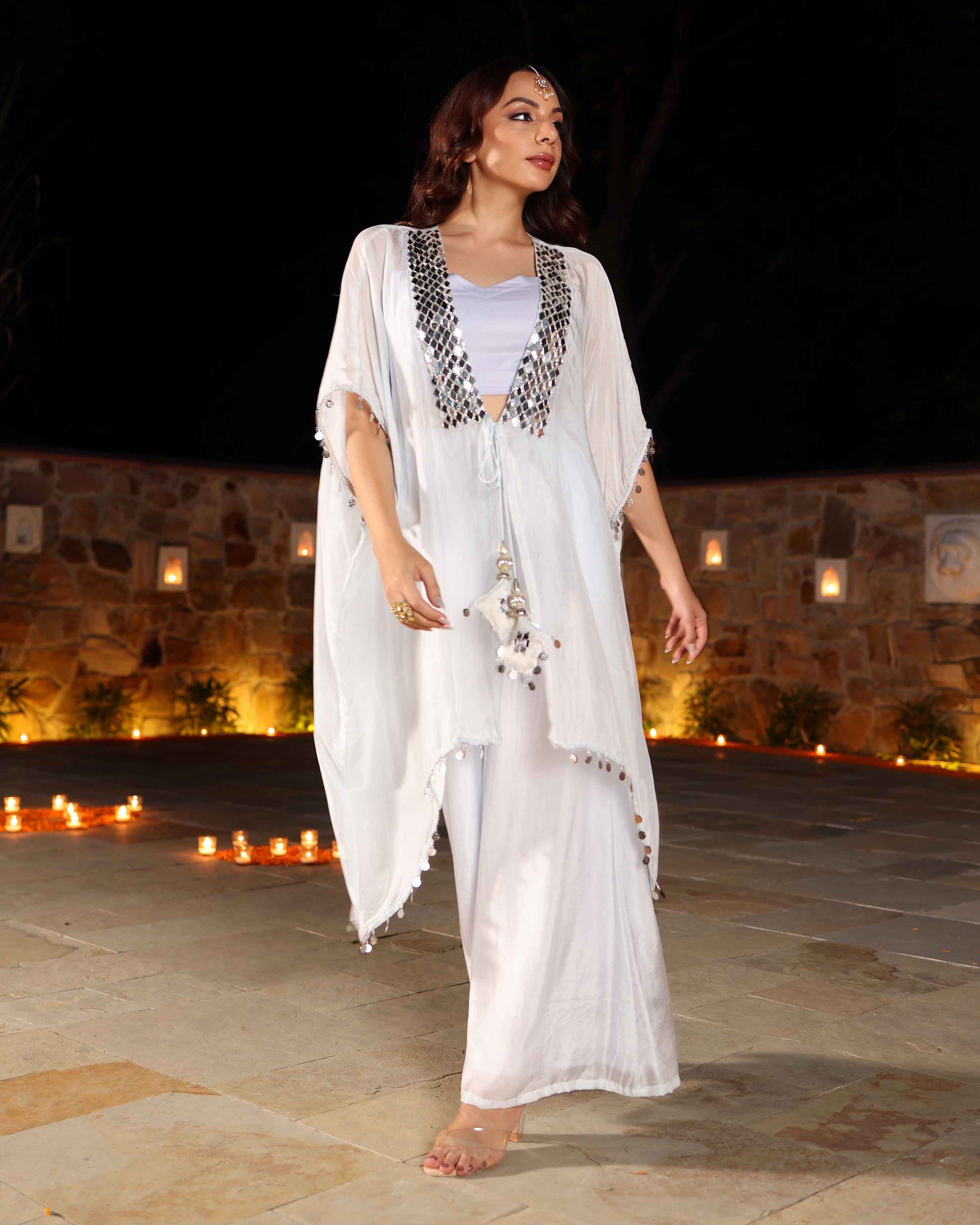 Blue Bay Mirror Work Silk Coord Set Quick Cart