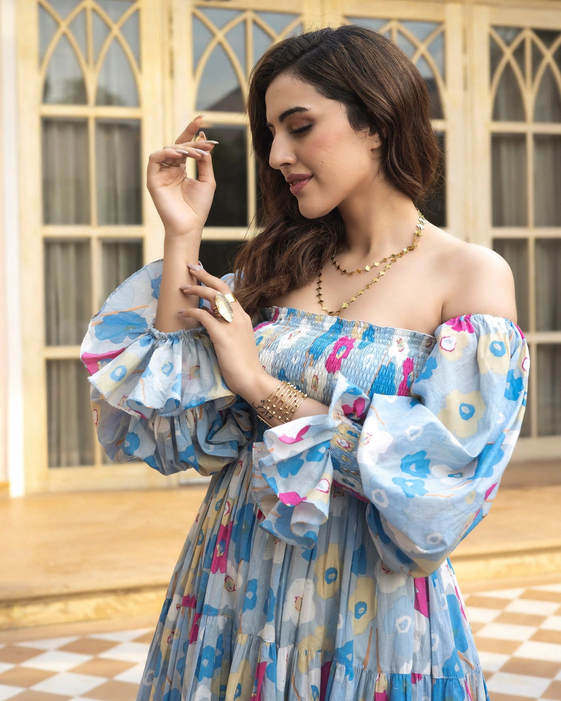 Cyra Smocked Cotton Dress My Store