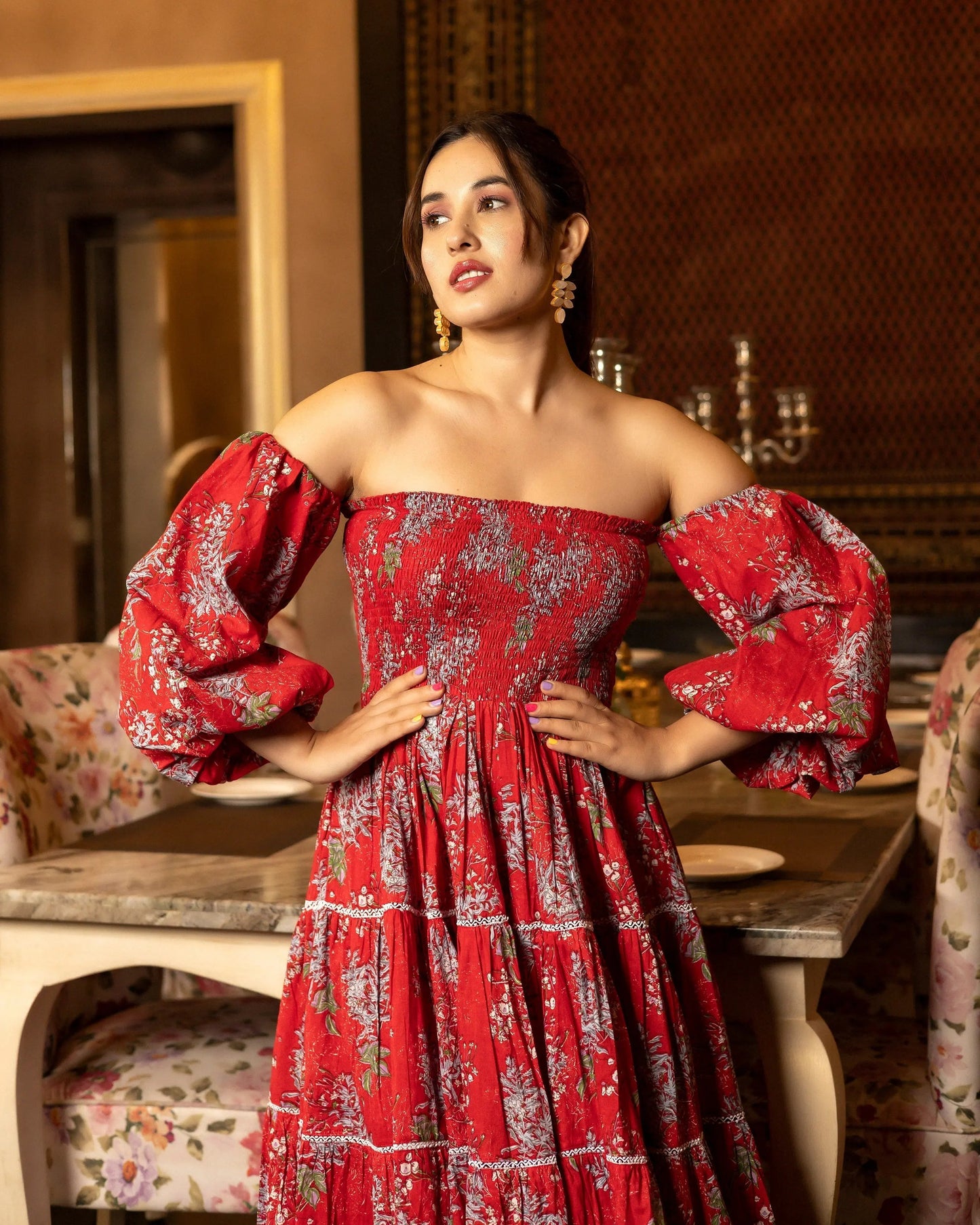 Helia Smocked Cotton Dress My Store