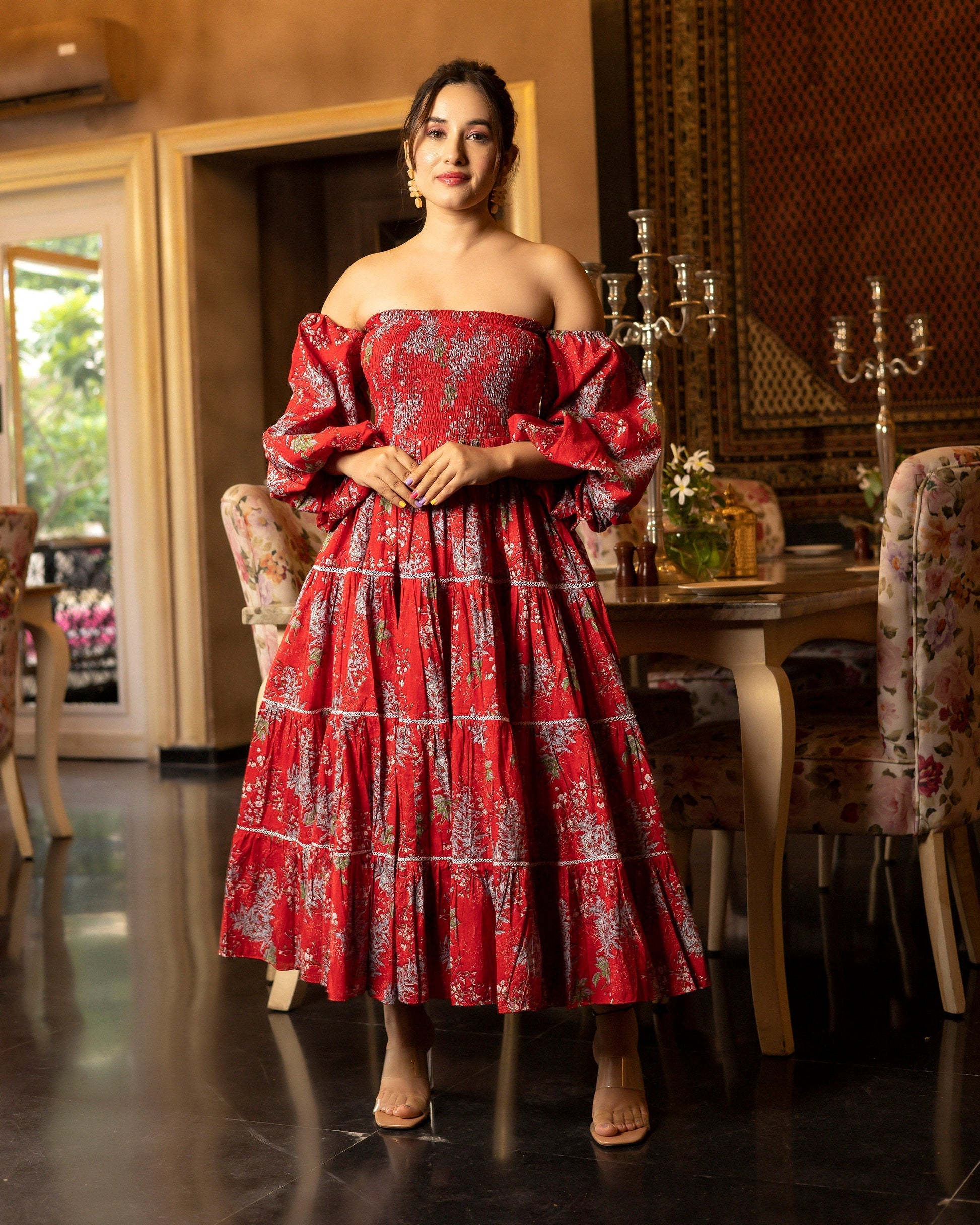 Helia Smocked Cotton Dress My Store