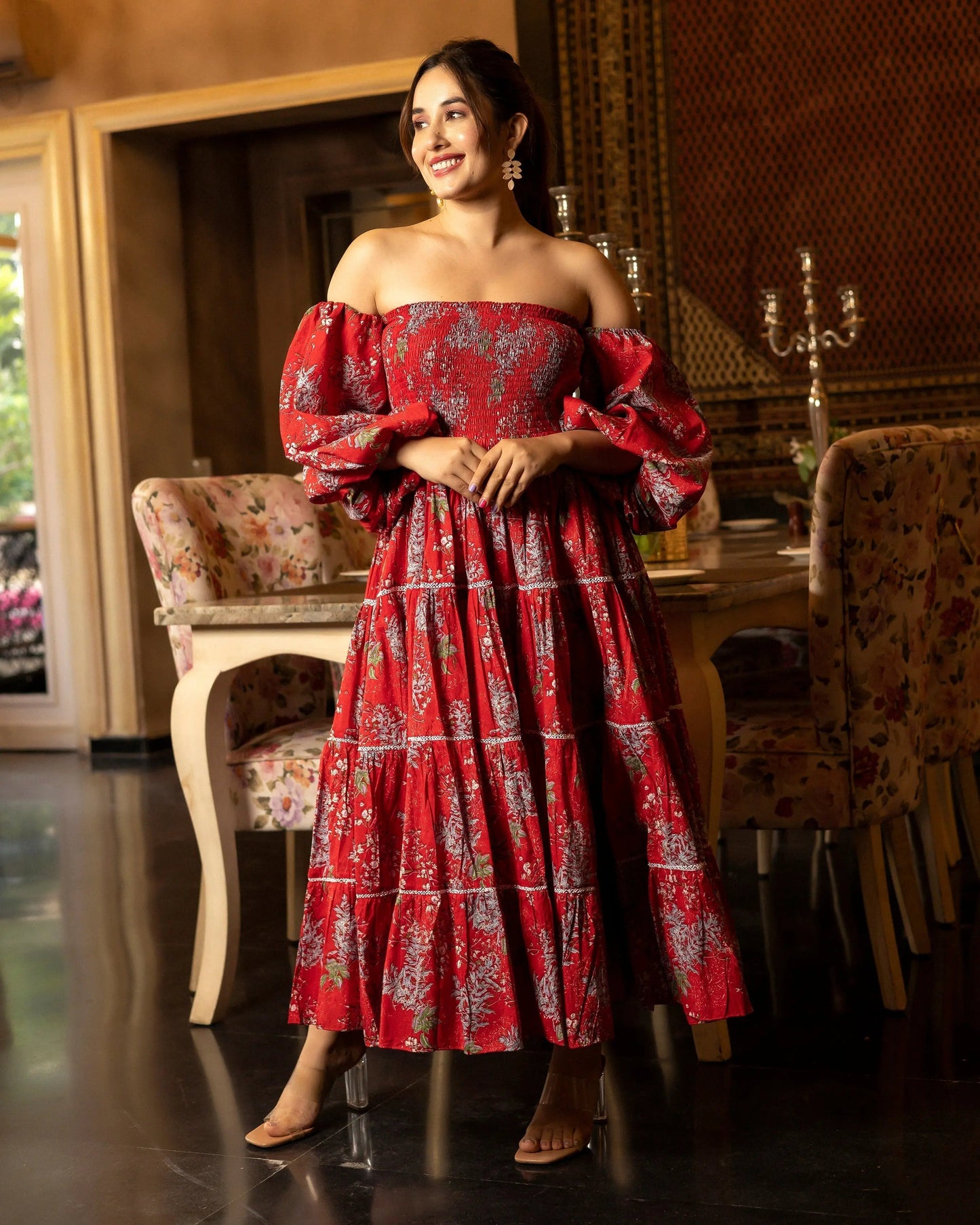 Helia Smocked Cotton Dress My Store