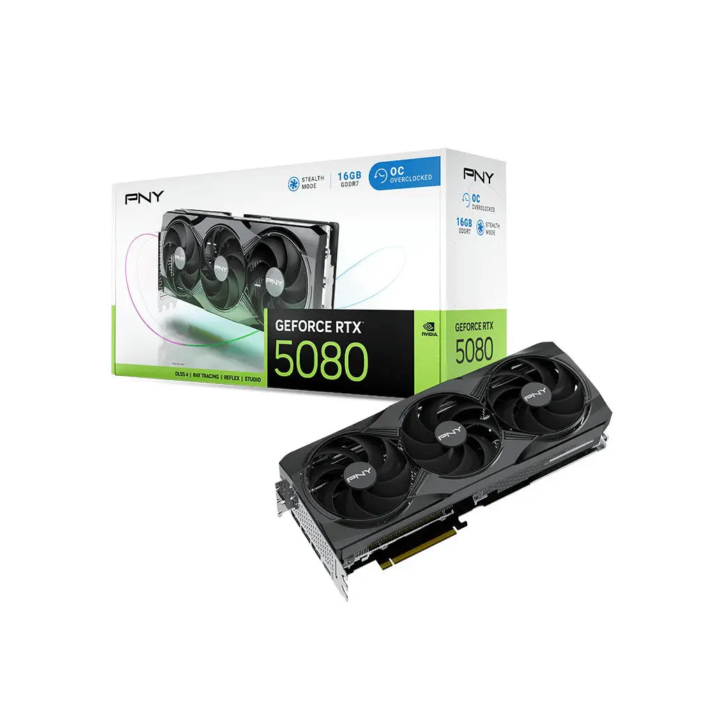 PNY GeForce RTX 5080 16GB Overclocked GDDR7 Triple Fan GPU