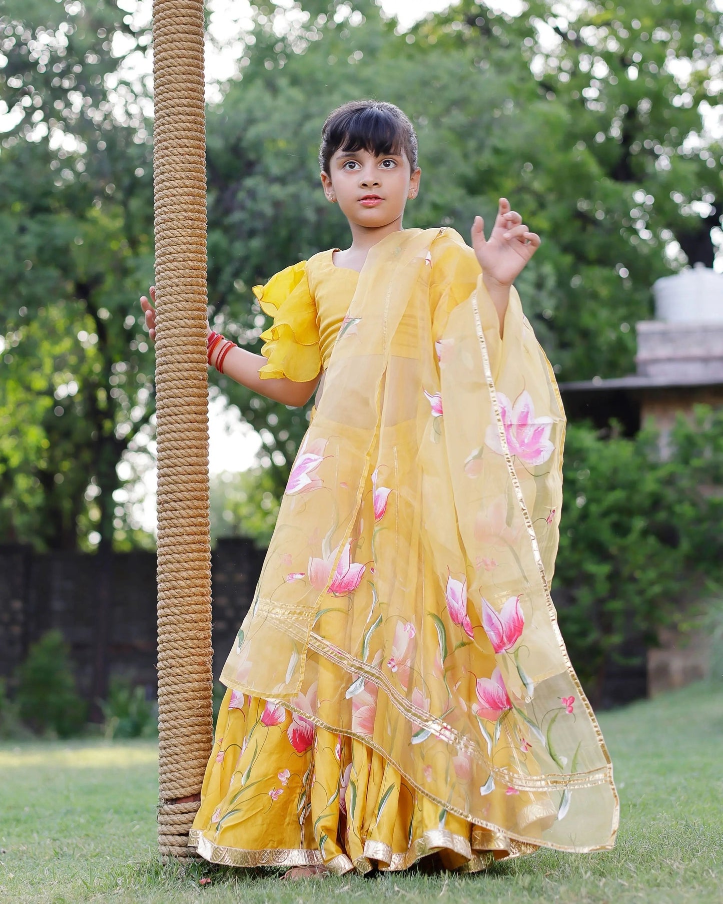 Daria Satin Handpainted Lehenga Set My Store