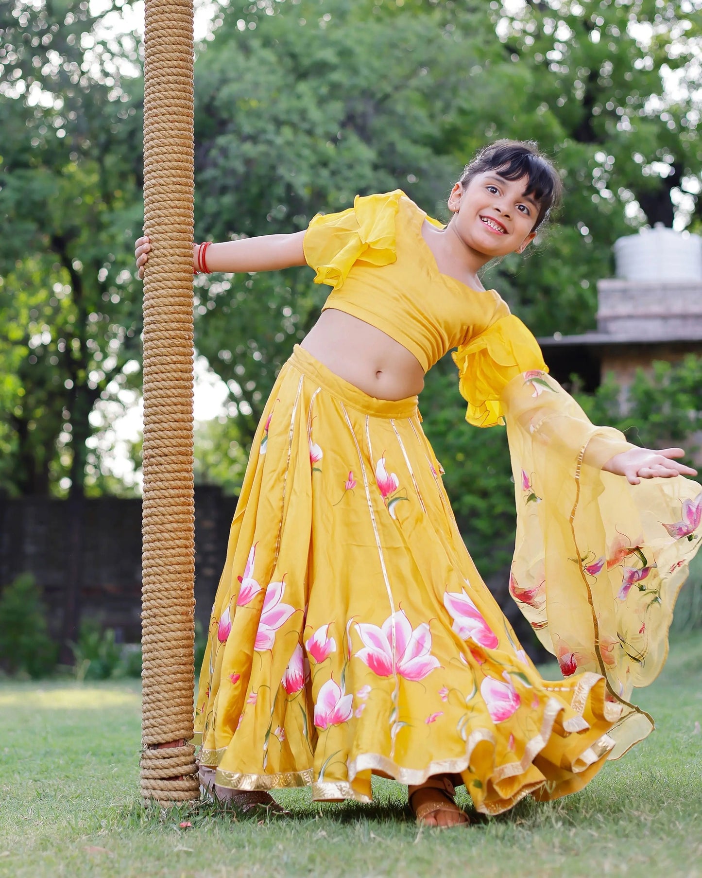 Daria Satin Handpainted Lehenga Set My Store