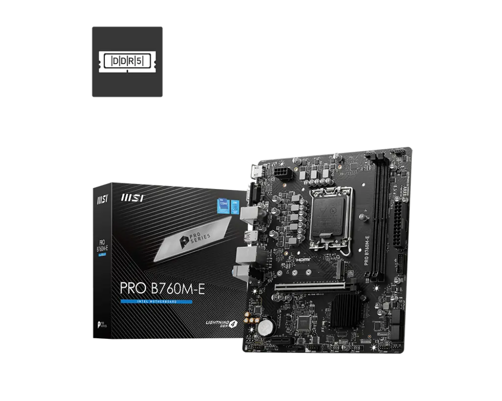 MSI PRO B760M-E DDR5 Intel B760 LGA 1700 Socket Micro-ATX Motherboard