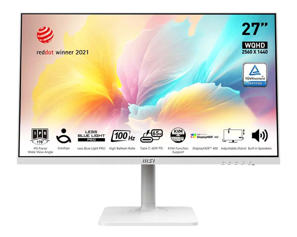 MSI Modern MD272QXPW 27" 2K WQHD 100Hz IPS Built-in-Speaker Business Monitor-White My Store