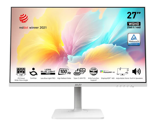 MSI Modern MD272QXPW 27" 2K WQHD 100Hz IPS Built-in-Speaker Business Monitor-White My Store
