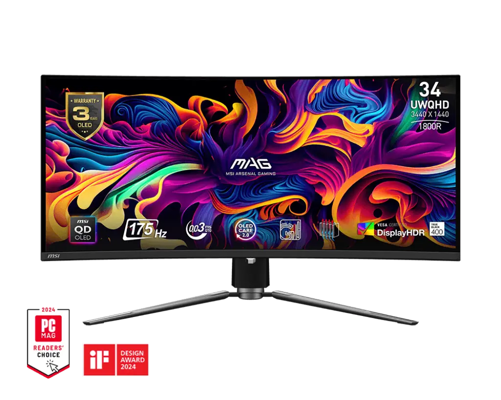 MSI MAG 341CQP QD-OLED 34" UWQHD 175Hz 0.03ms Curved OLED Gaming Monitor My Store