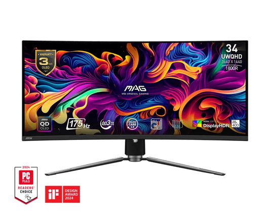 MSI MAG 341CQP QD-OLED 34" UWQHD 175Hz 0.03ms Curved OLED Gaming Monitor My Store