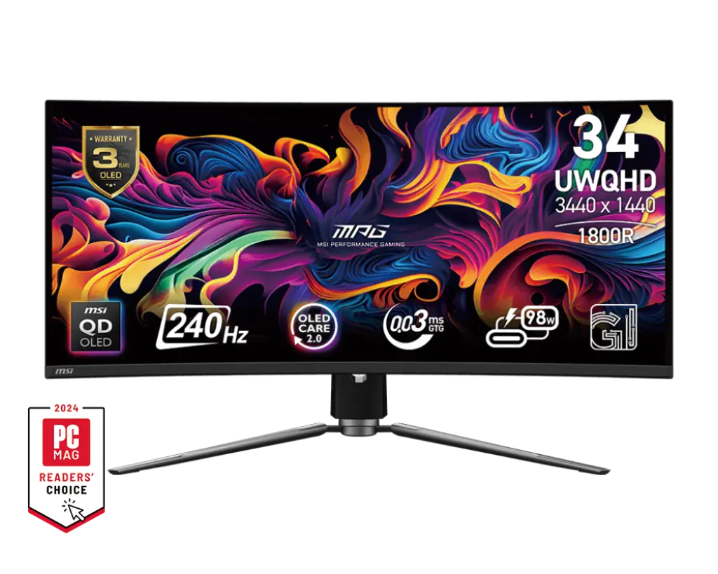 MSI MAG341CQPX QD-OLED 34" 2K UWQHD 240Hz 0.03ms Curved OLED Gaming Monitor My Store