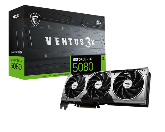 MSI GeForce RTX 5080 16G VENTUS 3X OC GDDR7 Triple Fan Graphics Card