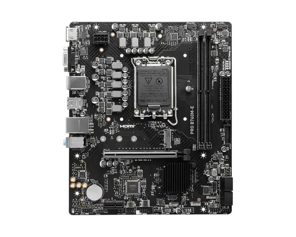 MSI PRO B760M-E DDR5 Intel B760 LGA 1700 Socket Micro-ATX Motherboard