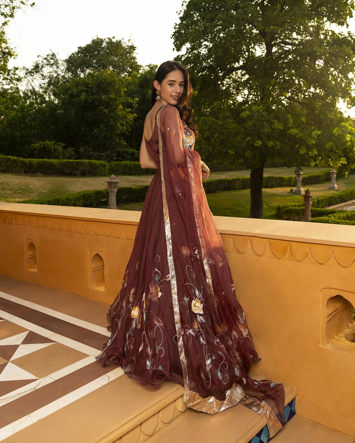 Mifra Handpainted Organza Lehenga Set My Store