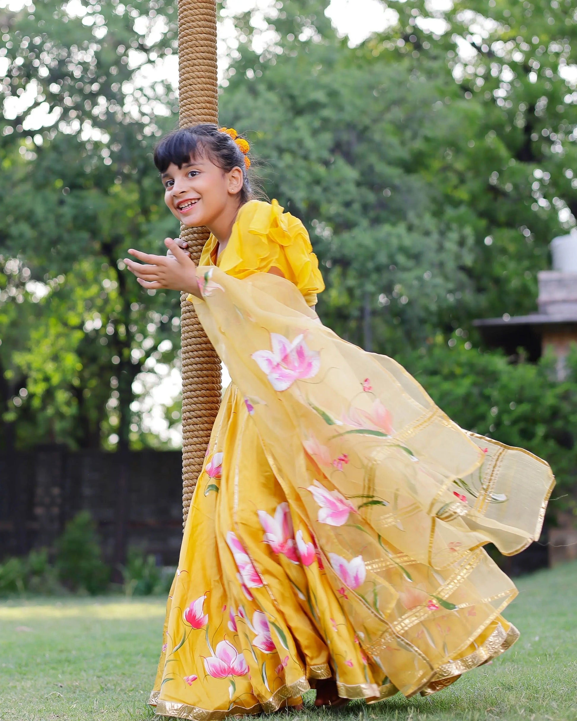 Daria Satin Handpainted Lehenga Set My Store